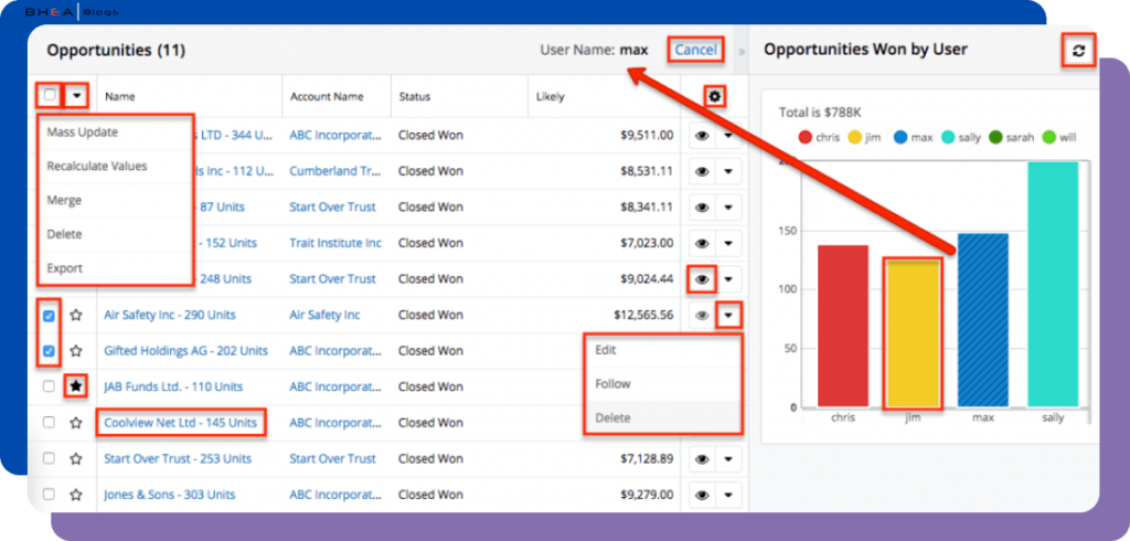 SugarCRM 8.x New Features - Drilling through report charts un Sugar 8
