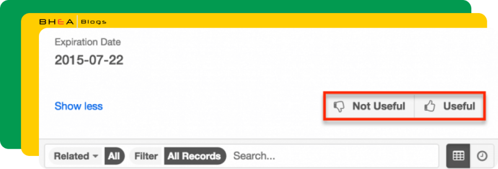 Rating feature allowing readers to rate articles for Knowledge Base articles