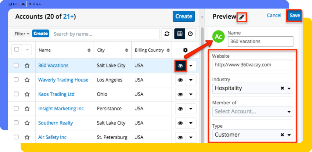 Preview Edit in SugarCRM 9.x